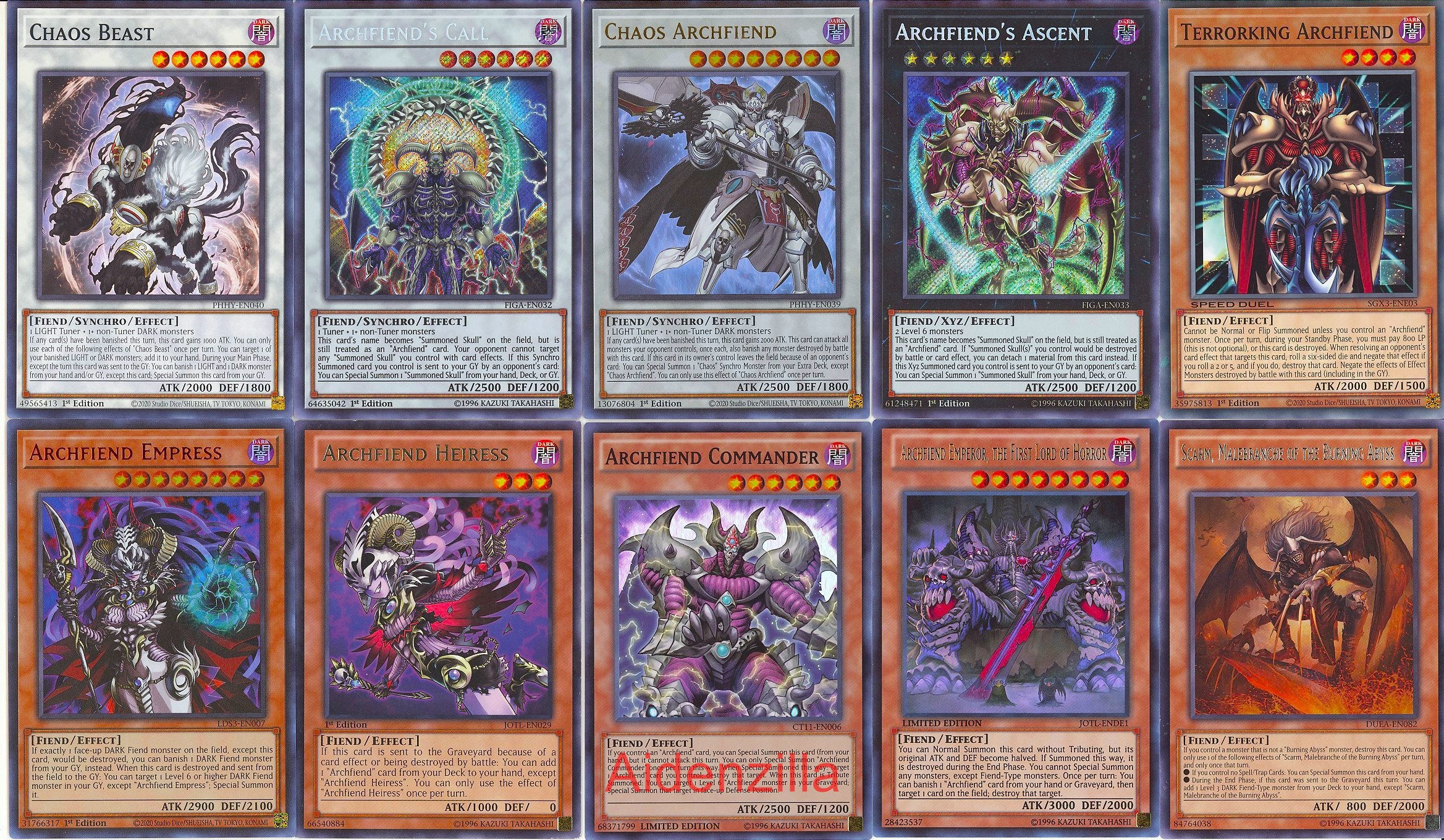 Yugioh Archfiend Deck - Terrorking Empress Chaos Emperor Heiress