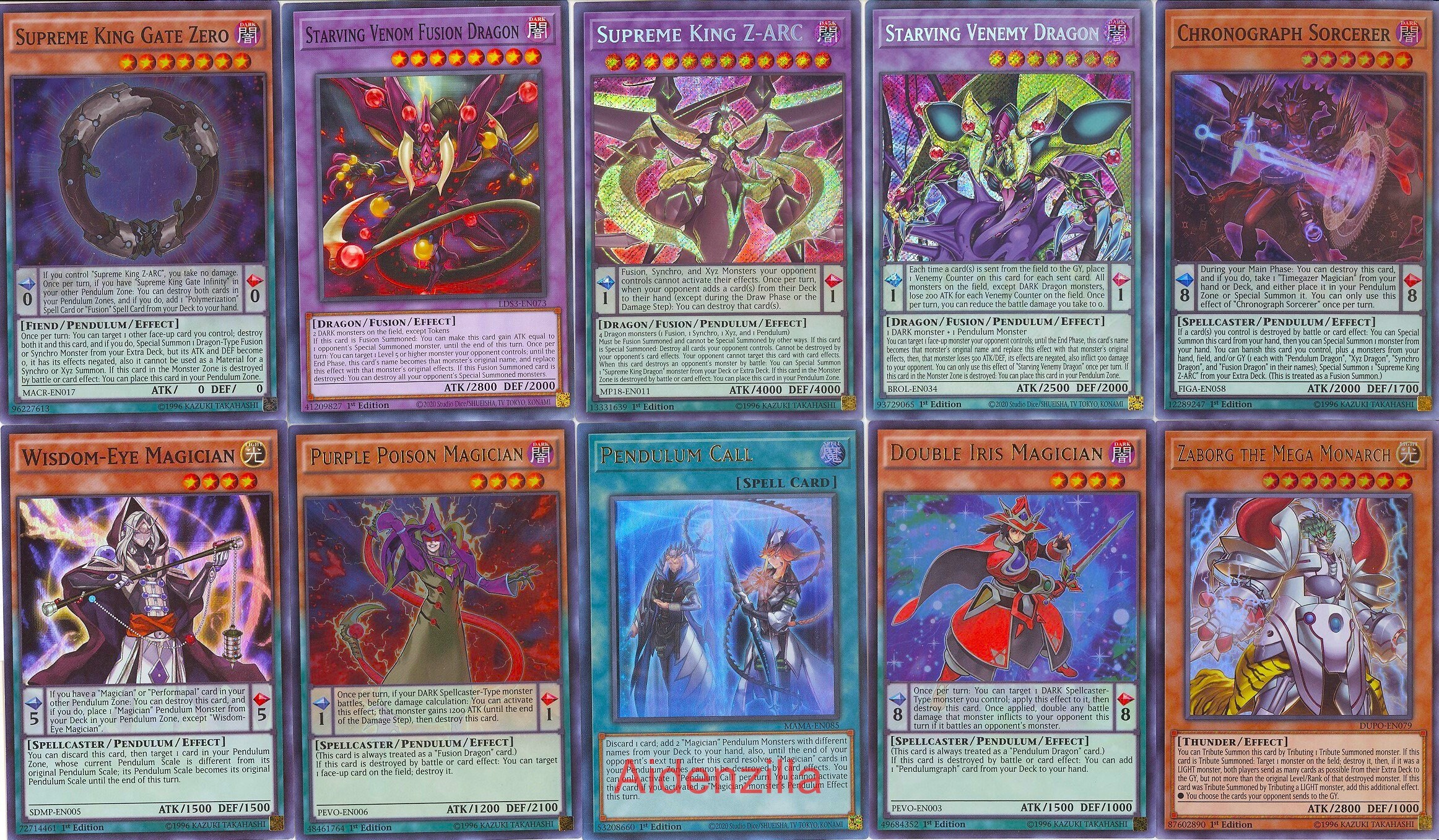 Yugioh Supreme King Pendulum Deck ZARC Chronograph Sorcerer Etsy