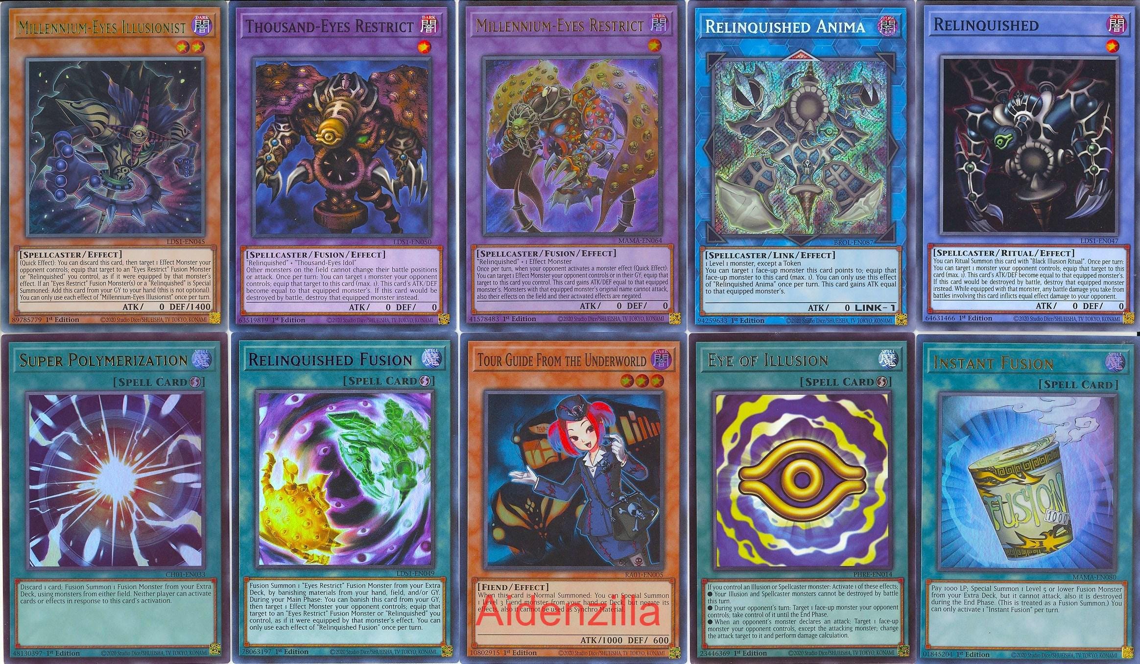 Yugioh Relinquished Deck - Millennium-eyes Restrict Anima Illusionist Kaiju  - Etsy