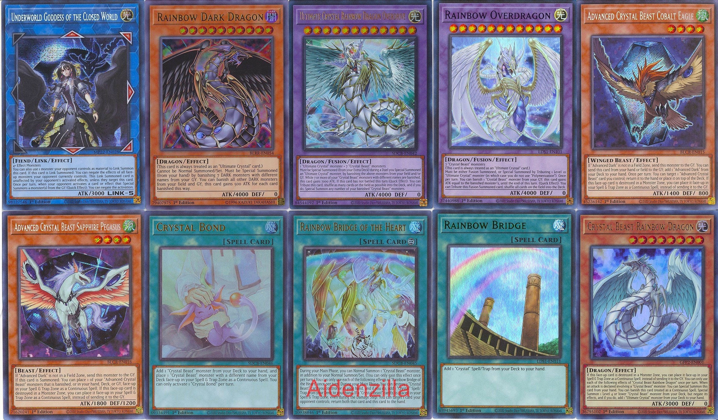 Yugioh Crystal Beast Deck Ultimate Overdragon Rainbow Dragon Etsy