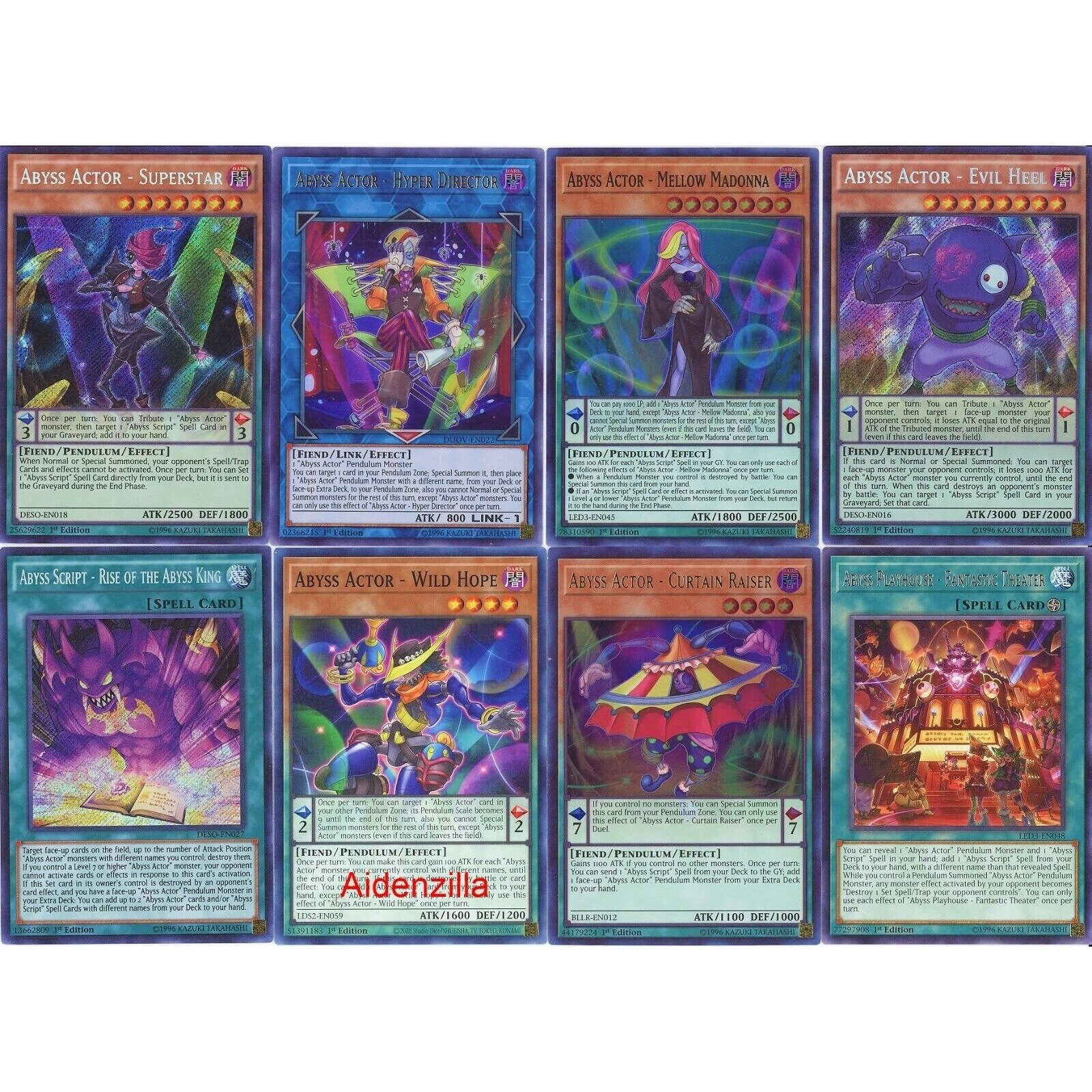 Yugioh Abyss Actor Pendulum Deck - Curtain Raiser Mellow Madonna Hyper  Director - Etsy