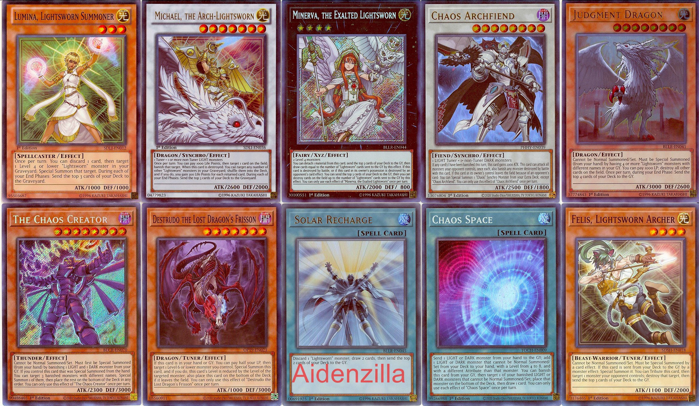 Yugioh Lightsworn Deck Judgment Dragon Raiden Felis Michael Minerva