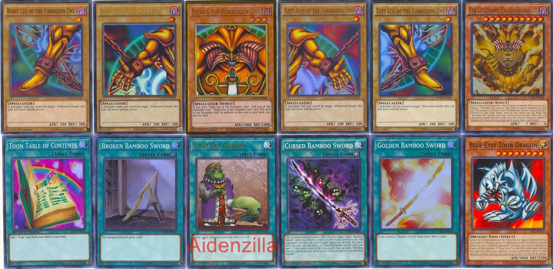 Yugioh Exodia Deck Forbidden One Cursed Bamboo Sword Golden Etsy