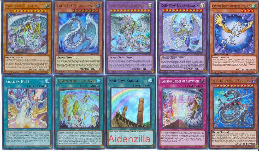 Yugioh Crystal Beast Deck - Ultimate Overdragon Rainbow Bridge Golden Rule Bond - Etsy Yugioh Crystal Beast Deck - Ultimate Overdragon Rainbow Bridge Golden Rule Bond - Etsy
