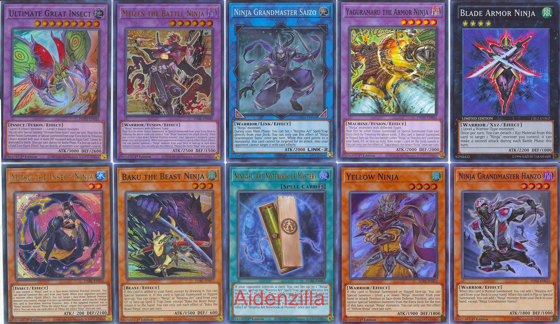 Yugioh Ninja Deck Grandmaster Saizo Hanzo Meizen Mitsu Ninjitsu