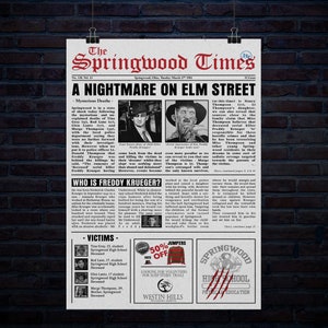 Who Is Freddy? Newspaper Article 20 inch x 30 inch 300Dpi Poster Digital Download