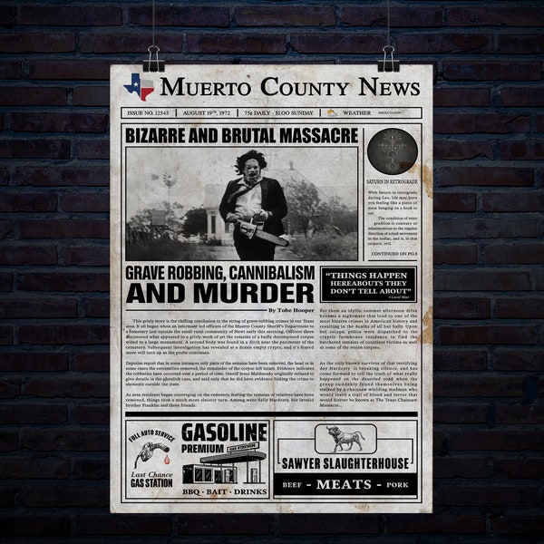 Grave Robbing, Cannibalism And Murder Newspaper Article 20 inch x 30 inch 300Dpi Poster Digital Download
