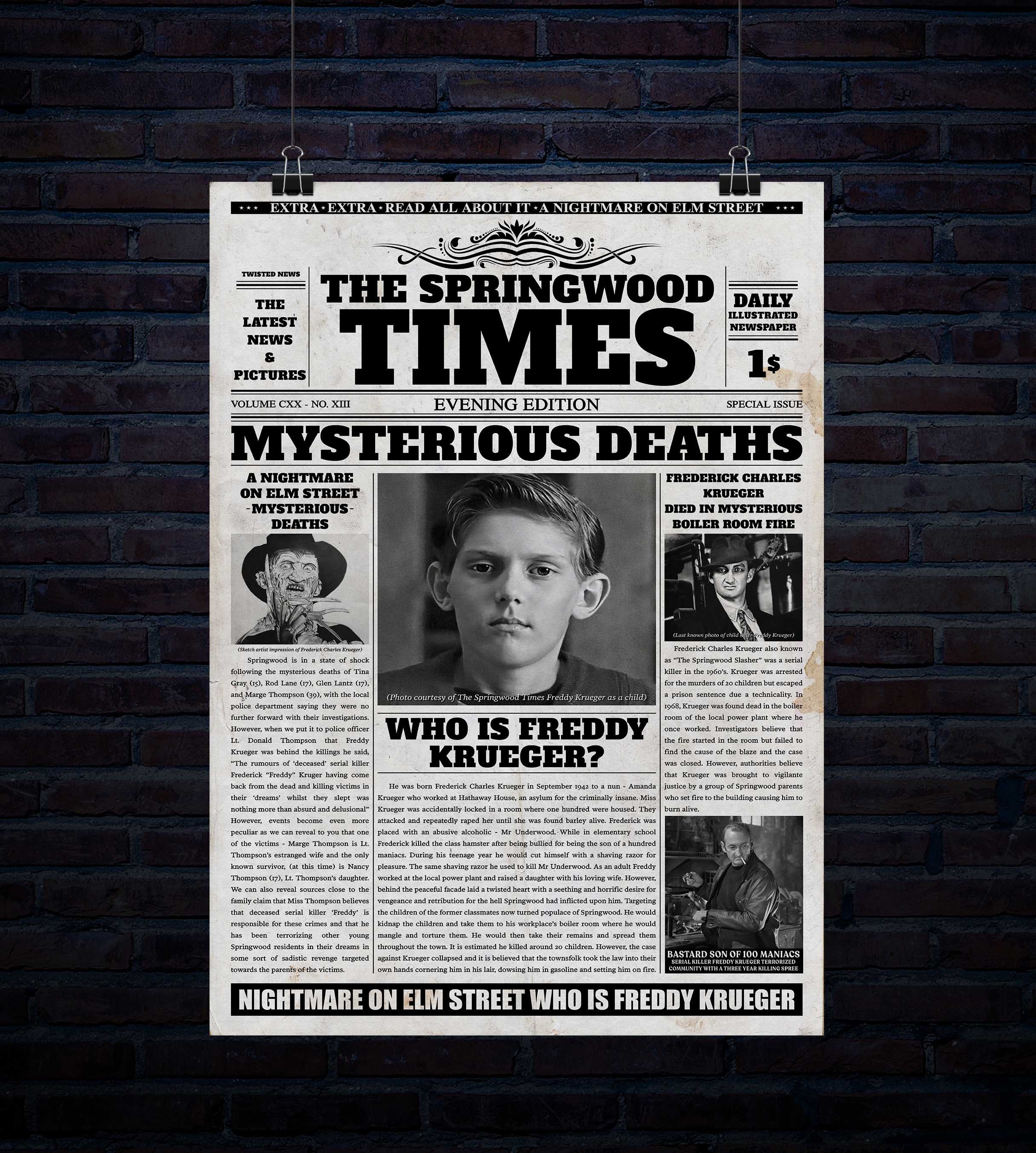 Mysterious Deaths Newspaper Article 20 Inch X 30 Inch 300dpi