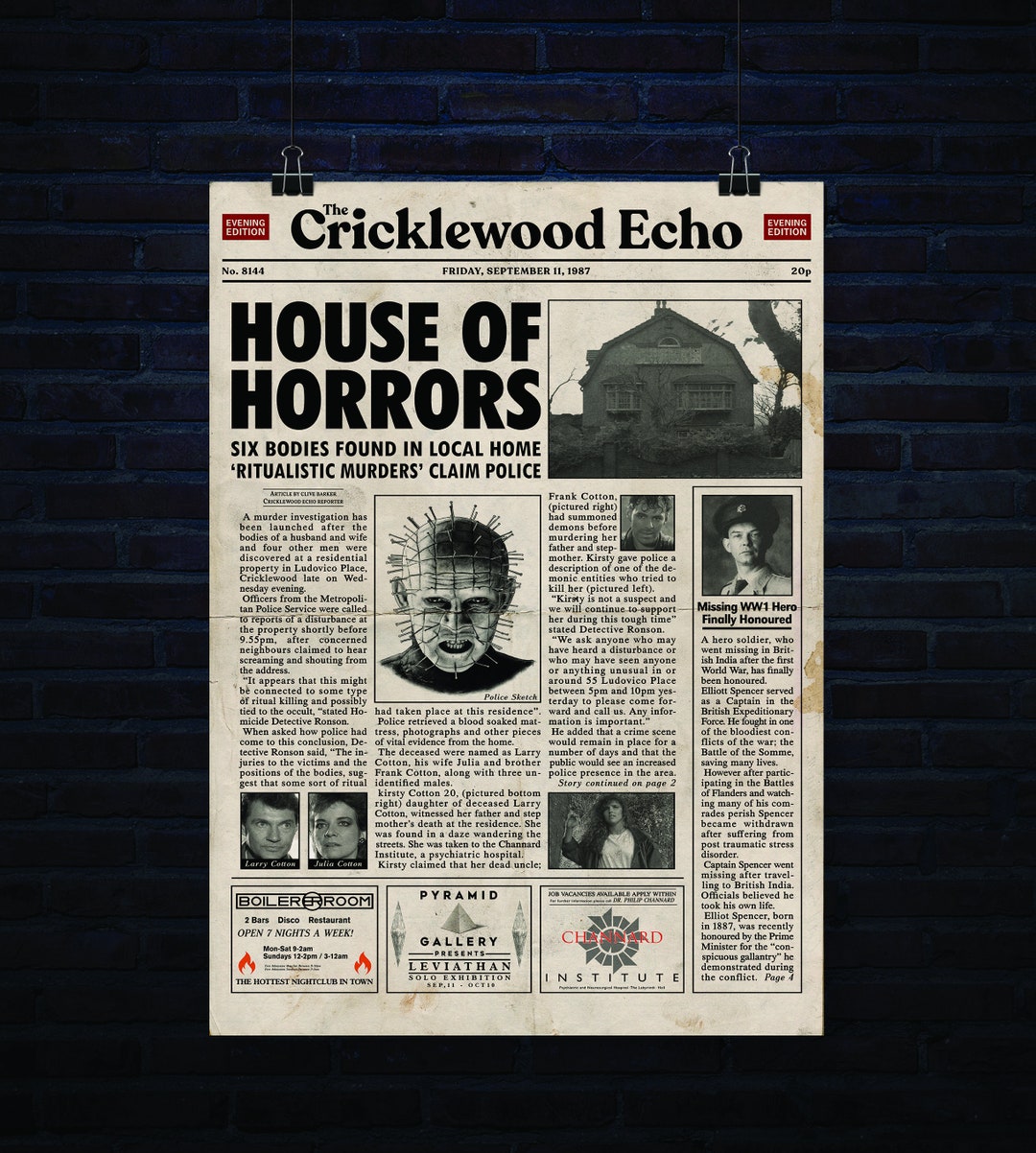 Cricklewood House of Horrors Newspaper Article 20 Inch X 30 Etsy