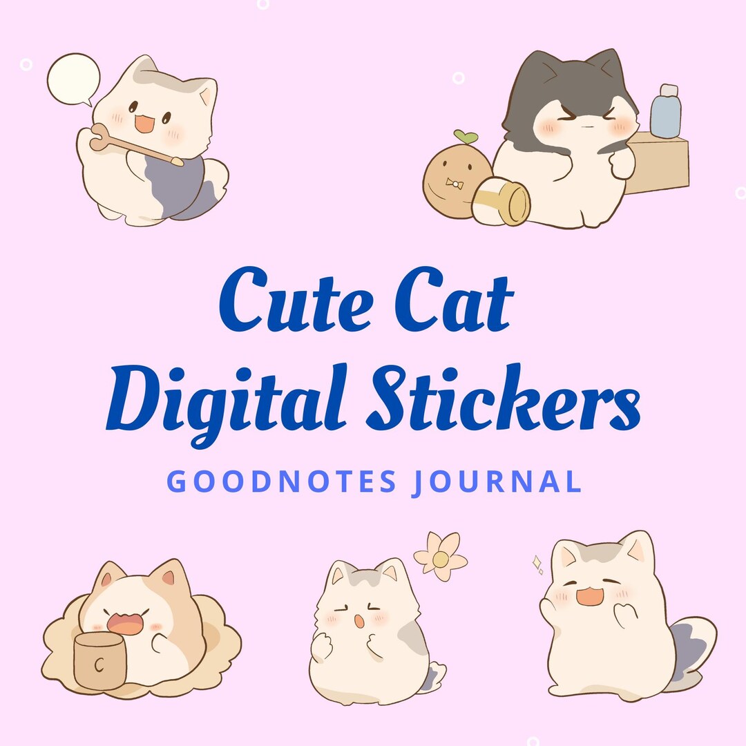 Cute Cat Animal Digital Planner Stickers | Emoticons| Goodnotes ...