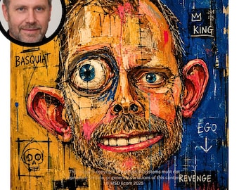 Neoexpressionistische Porträtvorlage – Basquiat-Street-Art-Stil – KI-Kunstvorlage (PDF) – Sofort-Download