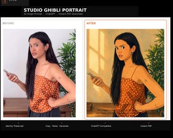 Studio Ghibli Portrait-Vorlage – Verwandle jedes Foto in Anime-Kunst – Prompt Ai ChatGpt – Sofort-Download
