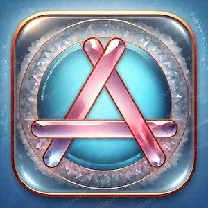 May include: A digital art image featuring a stylized logo within a square, rounded-corner frame. The logo has a light blue background with a pink and purple 'A' shape. The frame is outlined in gold and surrounded by a crystal-like design. The words "Digital Dream TR" are visible.