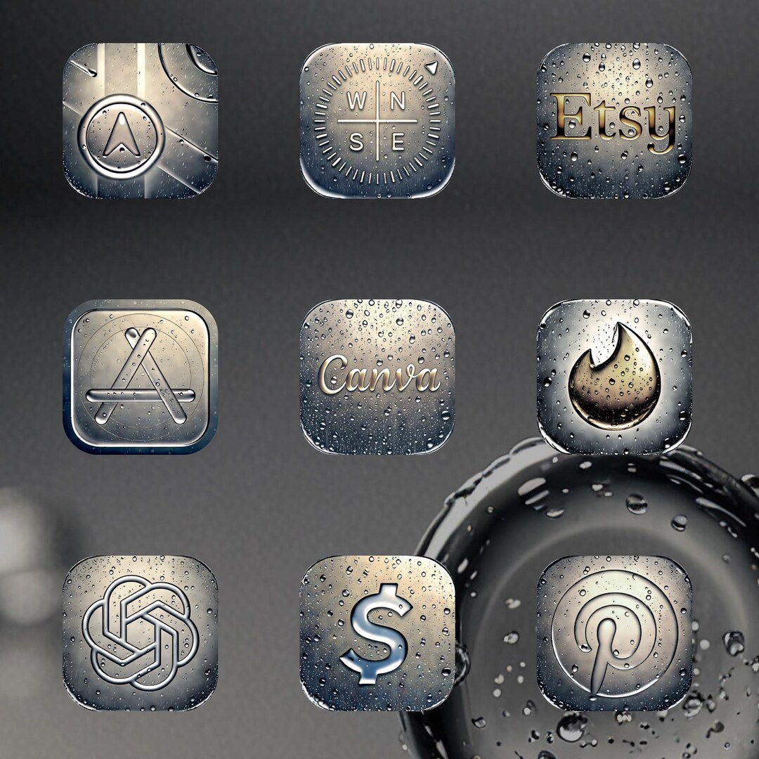 App Icon Pack, Water Drop Glass Icons, Customize iPhone Ios Android - Etsy