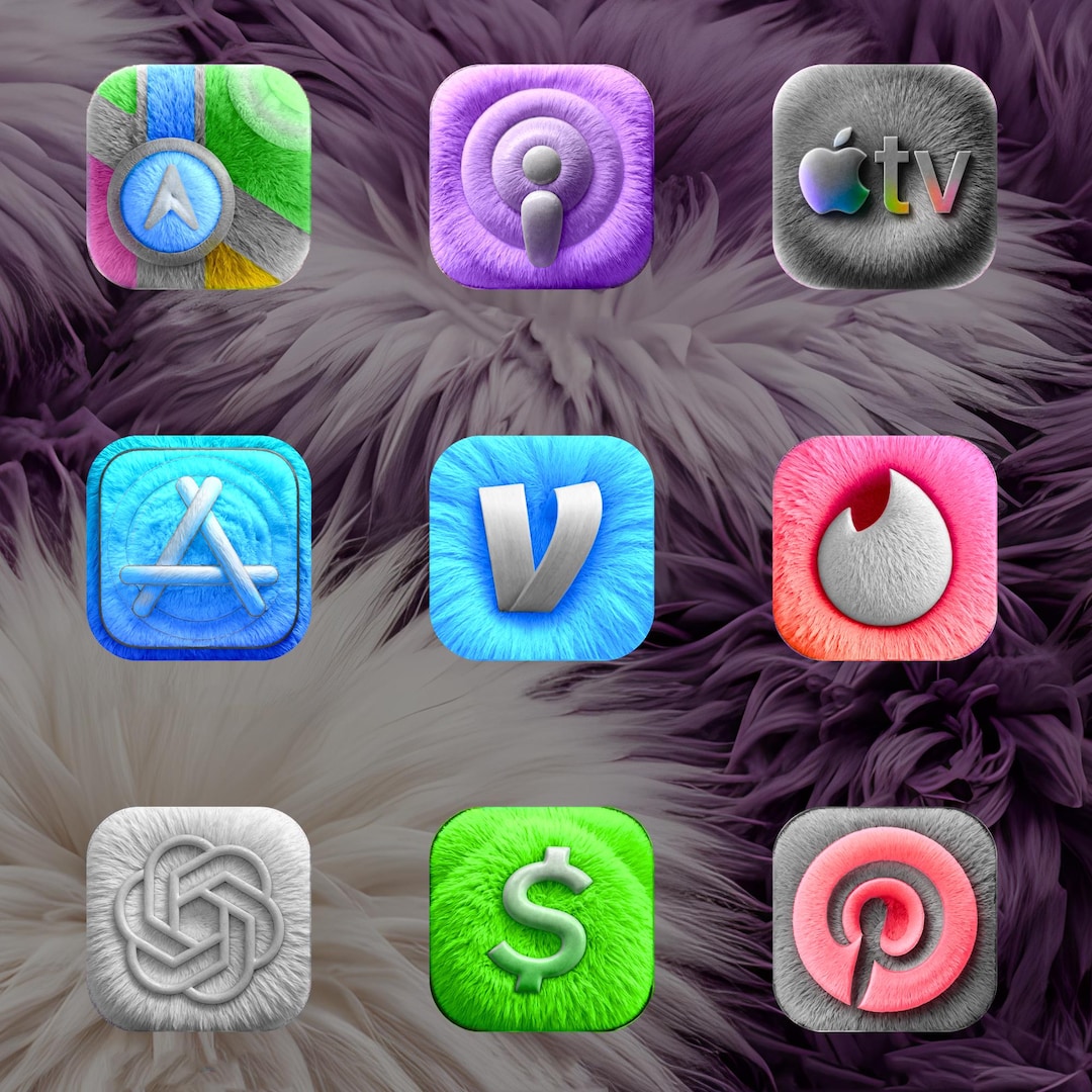 Plush & Fluffy Faux-fur Ios App Icons Pack – Soft Furry Icons for ...