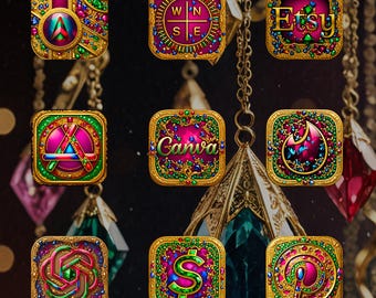 App Icon Pack – Baroque Gold Jeweled App Icons, Haute Jewelry Look for iOS & Android
