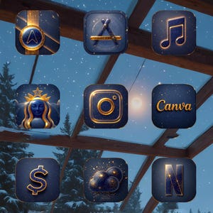 Donker goud iPhone App Icon Pack, Winternachtthema (iOS)