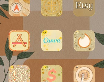 Pack d'icônes d'application - Icônes florales pastel d'été, esthétique en papier doux pour iPhone Android