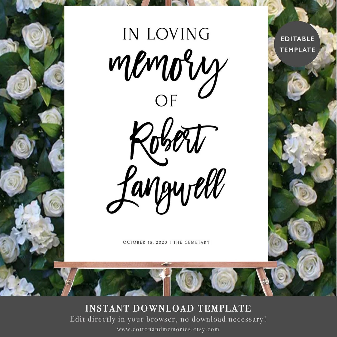 Celebration of Life Decorations Template Banner Memorial Etsy