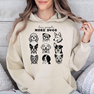 Less People More Dogs Hoodie,  Dog Mum Pullover, Funny Dogs Hoodie, Funny Dog Hoodie, Dog Quote Hoodie, Animal Lovers Top, Funny Cartoon Dog