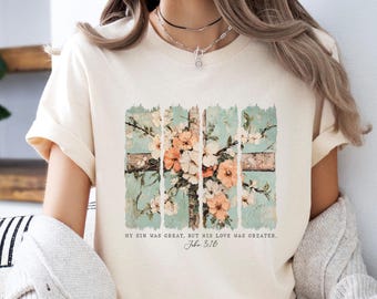 John 3:16 Christian T-Shirt, Bible Verse Shirt, Mercy Jesus TShirt, Christian Bible T Shirt, God Mercy T shirt, Floral Religious T Shirt