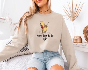 Cute Pregnancy Sweatshirt, Pooh Pregnant Sweater, Mama Bear To Be Top, Mama Bear Jumper, Pregnancy Gift Sweater, Christmas Pregnant Jumper