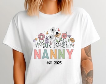 Personalise Nanny T-shirt, Est Nanny T Shirt, Nanny Gift Shirt, Nanny Birthday Gift Tee, Nanny Christmas T shirt, Nanny To Be Gift T Shirt