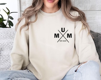Custom Mum Sweatshirt, Personalised Mum Sweatshirt, Mum Date Jumper, Mum To Be Gift Sweater, Mother's Day Sweatshirt, Cute Mum Sweatshirt