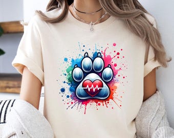 Dog Paw T-Shirt, Paw Heart Shirt, Funny Dog TShirt, Dog Mum Gift Tshirt, Heartbeat Dog Tshirt, Dog Dad T Shirt, Dog Lover T shirt, Dog Shirt