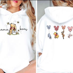 Mama Bear Hoodie, Custom Name Mum Jumper, Mothers Day Gift Top, Name Pullvoer, Jumper Gift for Mum, Pooh Mum Hoodie image 1