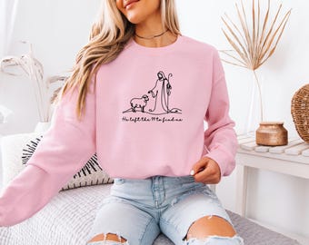 Bible Verse Jesus Sweater, Jesus Story Sweatshirt, He Left The 99 Jumper, Church Christian Top, Jesus Christmas Jumper, Xmas Religious Top