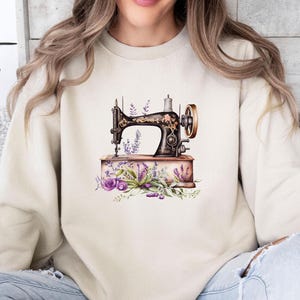 Vintage Sewing Sweatshirt, Floral Sewing  Sweater, Sewing  Lover Jumper, Sewing Mum Gift Jumper, Sewing Design Top, Cute Sewing Sweatshirt