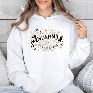 Andarna Fourth Wing Hoodie, We Do Not Eat Our Allies Top, Dragon Velaris Pullover, Basgiath War College Jumper, Dragon Bookish Hoodie image 1