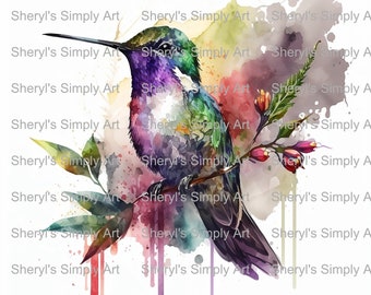 Watercolor Hummingbird PNG, Hummingbird Gift, Hummingbird png, Cricut Files, Digital Download Art, Bird, Hummingbird, Watercolor