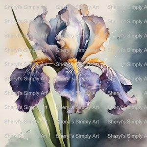 Watercolor Iris PNG, Iris Gift, Iris png, Cricut Files, Digital Download, Flowers, Iris, Irises, Flower, Watercolor, png jpg, Sublimation