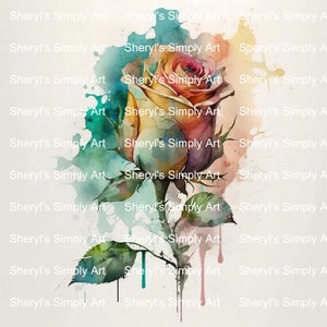 Watercolor Rose PNG, Rose Gift, Rose png, Cricut Files, Digital Download Art, Flower, Rose, Watercolor