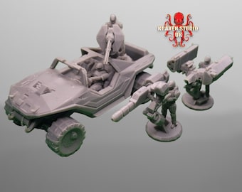 Halo: UNSC Warthog (3 opcje broni) - Kapitan Hards - (nieoficjalnie) skala 32 mm - skala 1/56