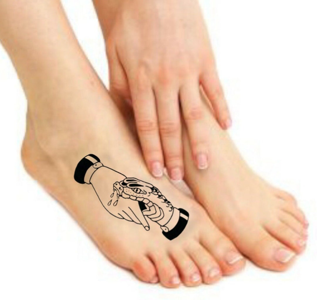 Snake Biting Hand Waterproof Temporary Press on Tattoo Etsy