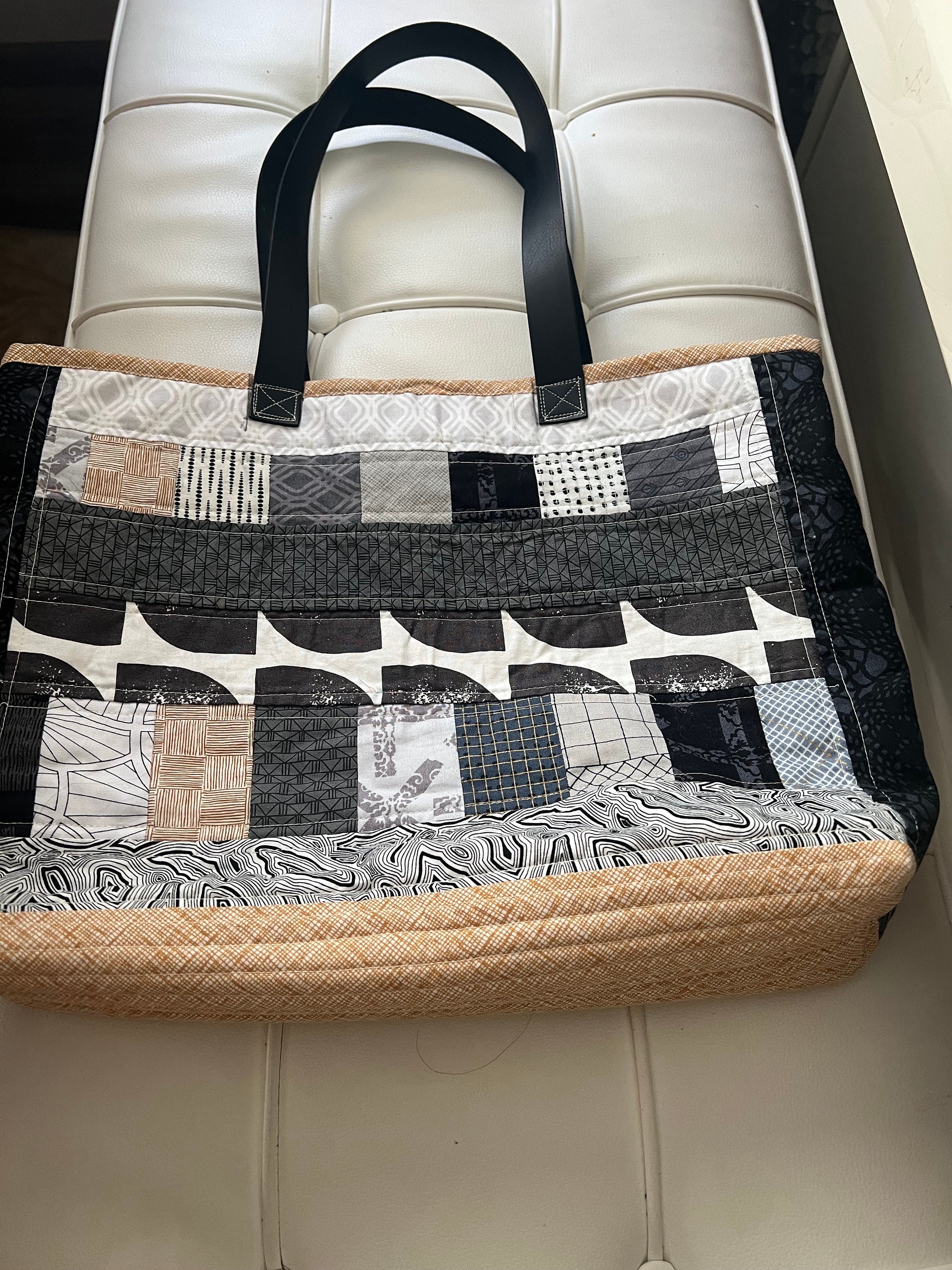Modern Quilted Tote Bag, Hand Made, Everyday Bag, Laptop Bag, Patchwork ...