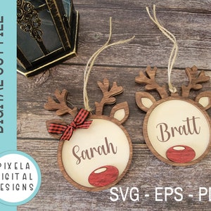 Lasergesneden bestand rendierkerstversiering (svg, pdf, eps)