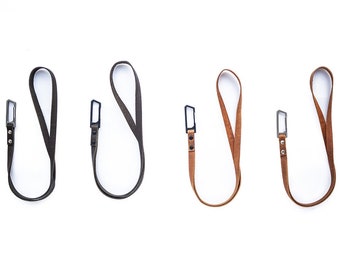 Exceed Designs TIRANT LATCH 17” Leather Neck Lanyard Key Chain Strap (Real Leather Lanyard + GRADE-5 Titanium Carabiner) Hand Made In U-S-A