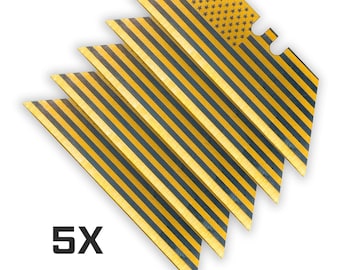 Titanium Coated Gold USA FLAG PATTERN Dual-Sided Laser Engraved Razor Blades (5-Pack)