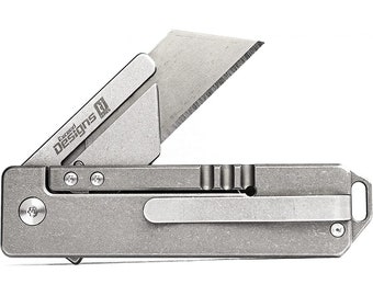 Exceed Designs TiRant razor V3 (Stonewashed) 6Al-4V Titanium Utility Knife & EDC Pocket Knife, Box Cutter, Razor Blade EDC Tool 4 Week Delay