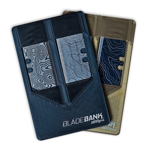 BladeBank™ — 2X Utility Knife Blade Holder Credit Card Format (Plastic 3D Printed & USA MADE)