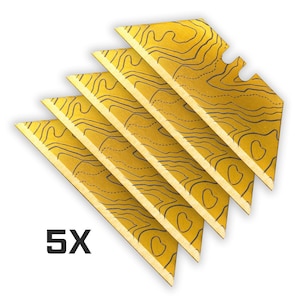 Titanium gecoat goud CASCADIA TOPO-PATROON Dubbelzijdig lasergegraveerde scheermesjes (5-pack)