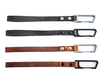 Exceed Designs TIRANT LATCH 6” Leather Wrist Lanyard Key Chain Strap (Real Leather Lanyard + GRADE-5 Titanium Carabiner) Hand Made In U-S-A