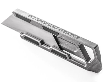 Exceed Designs TiRant RAZOR-M MagLock 3.0 (Stonewashed) 6Al-4V Titanium Utility Knife Made In USA EDC Pocket Knife W/N52 Rare Earth Magnets