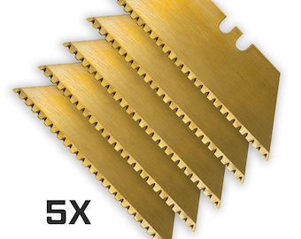 TITANIUM Coated SK5 GOLD 24-Point Micro-Serrated Utility Knife Razor Blades (5-Pack)