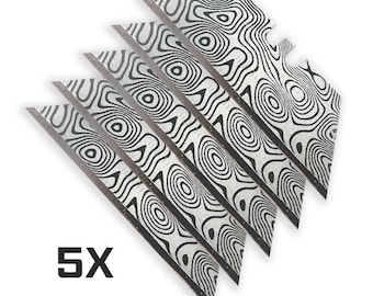 Silver DAMASCUS STEEL PATTERN Dual-Sided Laser Engraved Razor Blades (5-Pack) Premium Induction-Hardened Utility Knife Blades