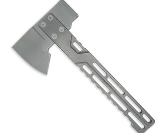 Exceed Designs HYZER Mini Titanium Hatchet (Stonewashed) 9.75" 6Al-4V Titanium Handle W/D2 Axe Head